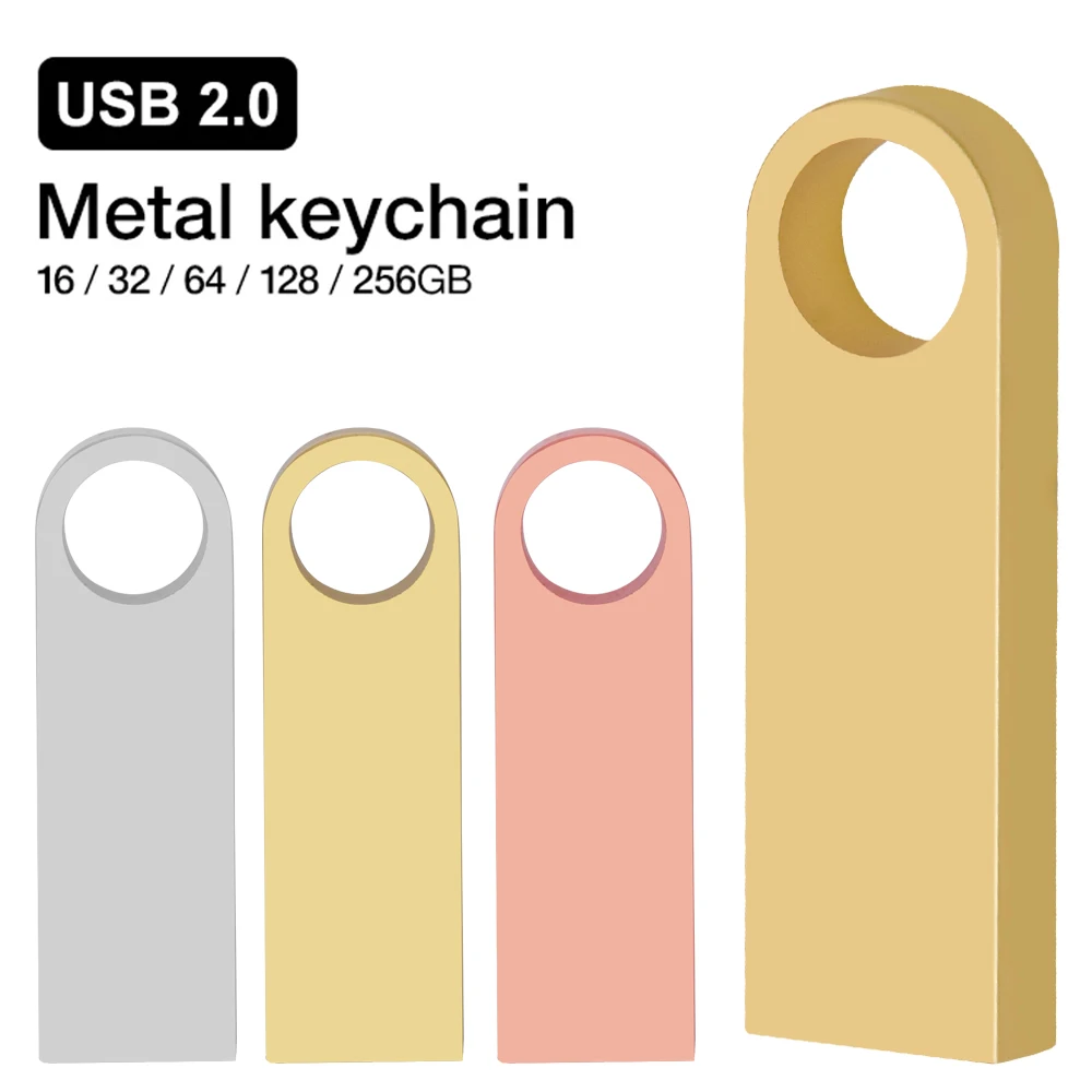 

metal pen drive USB2.0 64GB USB Flash Drive 4GB 8GB 16GB 32GB memory stick flash card u disk pen drive gold for gift