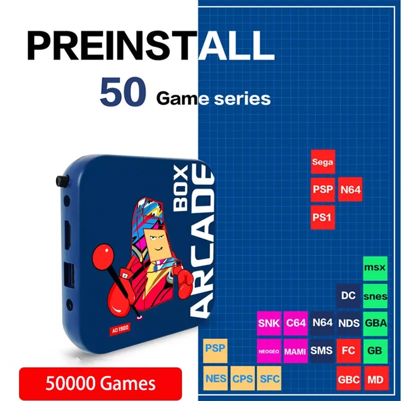 

ARCADE BOX Game Console 3D 50 Game series retro video game console For PS1/N64/DC 64G 128G 256G 50000+ Games Super Console 4K HD