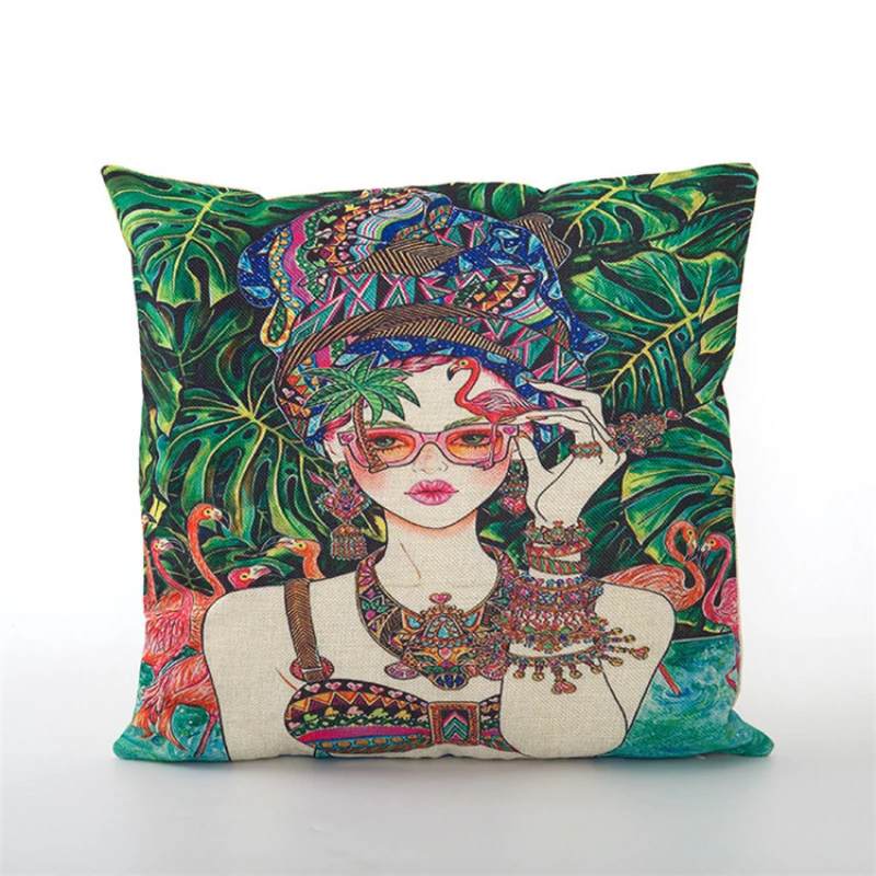 

New Arrival Boho Decor Pillowcase Hawaii Summer Hot Girl Flower Cushion Cover Mandala Soft Sofa Garden 45X45 Peacock Pillow Case