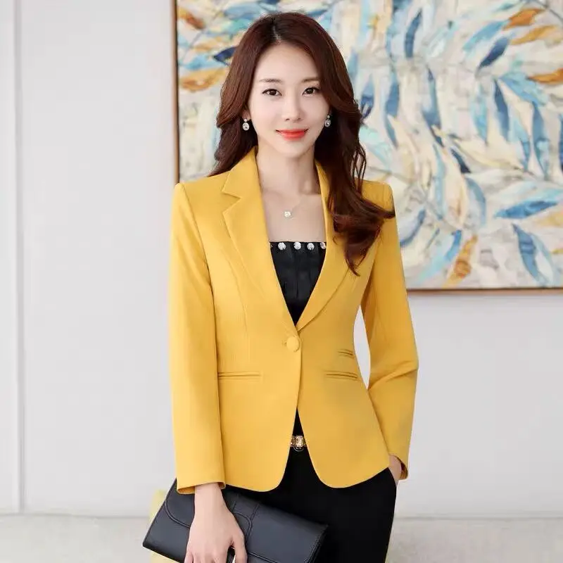 Блейзер Женский, осенний, Повседневный, однотонный, белый Блейзер Женский, осенний, Повседневный, однотонный, белый