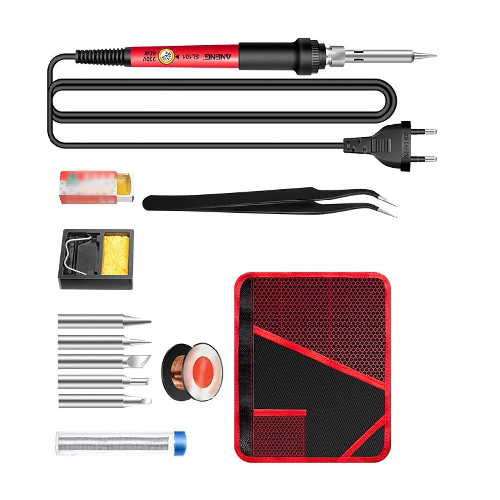 

12 Pieces Electric Soldering Iron Set Temperature Adjustable Welding Heater Ceramic Rapid Heat Welder Tools 220V EU Plug
