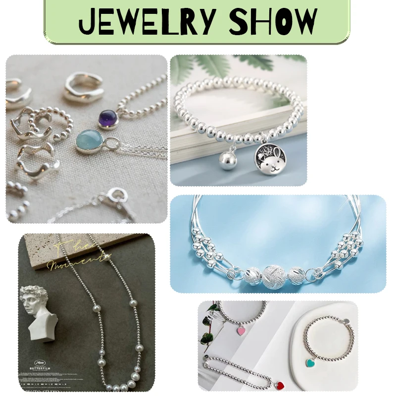 925 Sterling Silver Round Beads Spacer Loose Beads Jewelry Findings Accessories Silver Bead For Bracelet&Necklace Jewelry Making