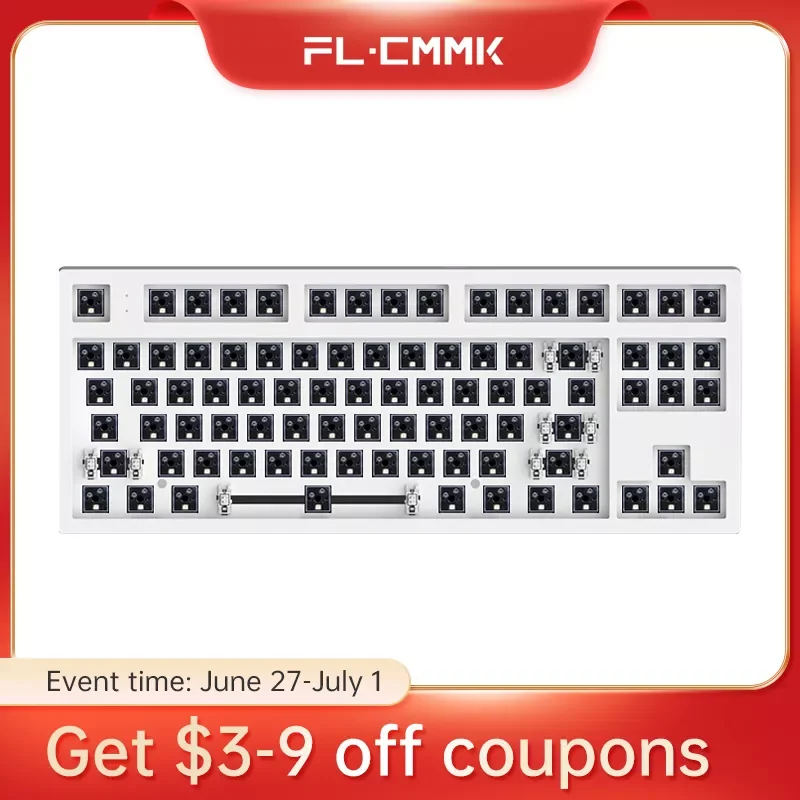 

FL·ESPORTS Mk870 Wireless Mechanical Keyboard Kit 87-Key Hot-Swappable Full-Key RGB Compatible 3/5-Pin Switch Support Driver