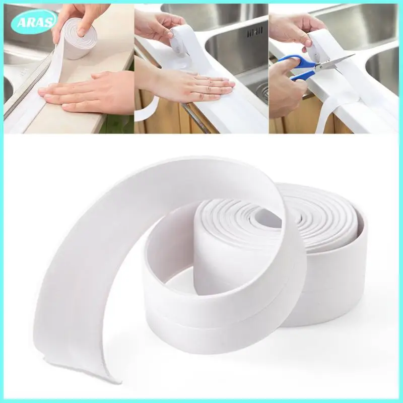 

Kitchen DIY Self Adhesive Wallpaper Border Tape Waterproof White Mildew Proof Tape Sealing Sealant Strip PVC Wall Stickers Tapes