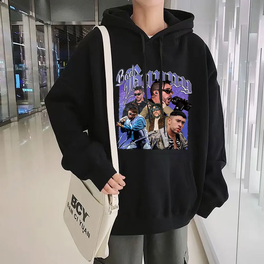 

Bad Bunny Funny Hoodies Korean Clothes Harajuku Hooded Sweatshirt Men/women Outerwear Pullover Oversized Loose Casual Streetwear