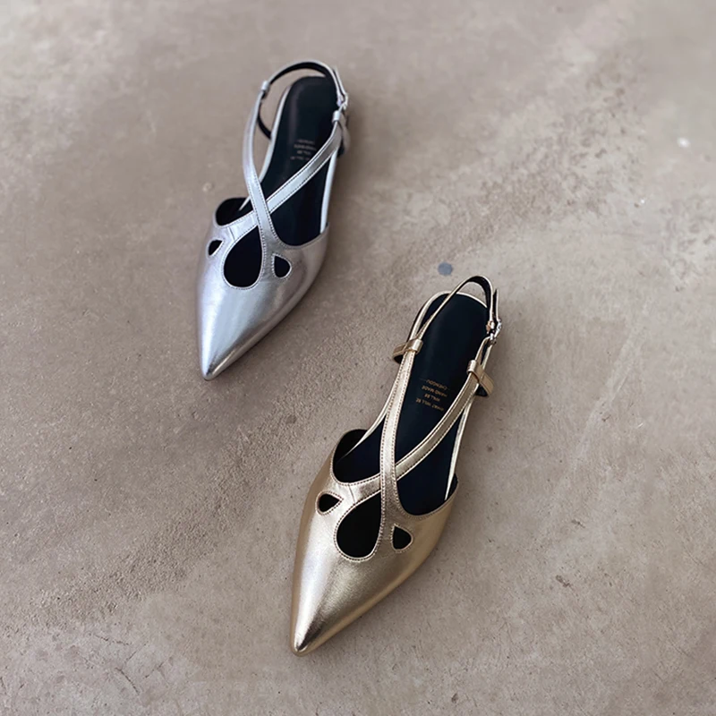 

Heihaian Sandals 2023 Summer New Korean Version Of Commuting Pointed Low Heels Fashion Hollow Out Design Baotou Sandals Female