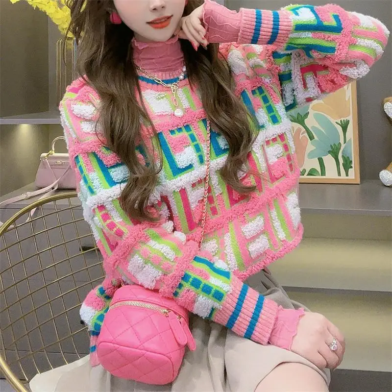

Sweater Women Winter Pullover Sweater Oversize Knitting Tops Vintage Long Sleeve Fall Female Knitted Outerwear Warm Pull