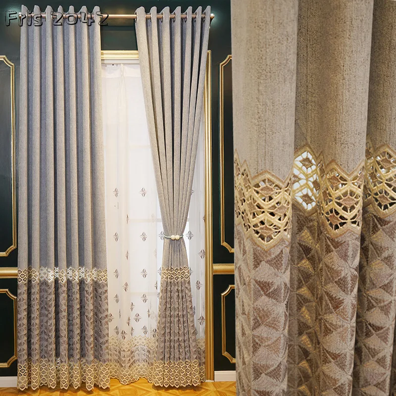 

Light Luxury Curtains European High Shading Nordic Simple Window Curtain for Living Room Bedroom Dining