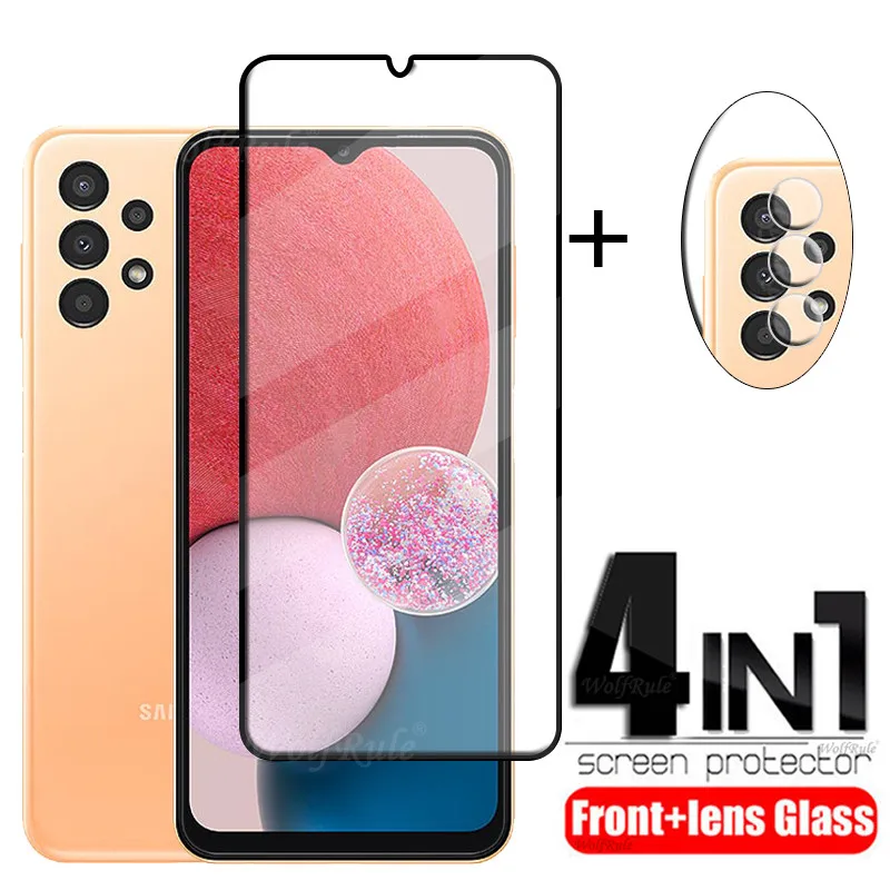 4-in-1 For Samsung Galaxy A13 Glass For Samsung A13 Tempered Glass HD Screen Protector For Samsung A02S A12 M33 A13 Lens Glass