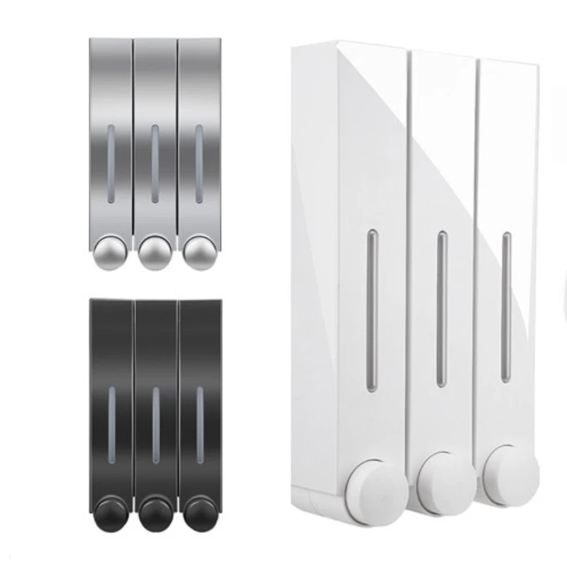 

Wall-mounted manual plastic hand sanitizer home hotel kitchen bathroom shower gel soap dispenser single double three heads