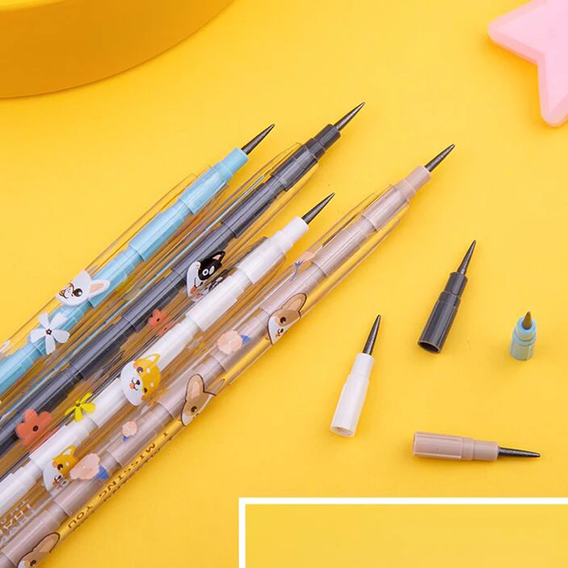 3 шт. карандаши с изображением милого щенка собаки разные головы ластиком Детские