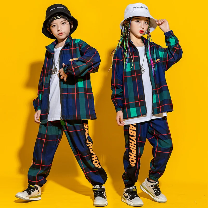 

Children's Street Dance Suit Boys Hip Hop Hiphop Performance Clothes Girls Fashion Clothes Drum Set Performance Clothes Lattice