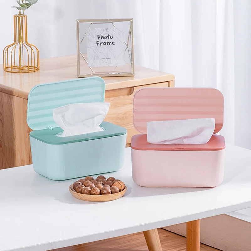 Caja de pañuelos con tapa para el hogar, organizador de almacenamiento de toallitas húmedas cuadradas, contenedor de papel higiénico, dispensador de pañuelos de cocina