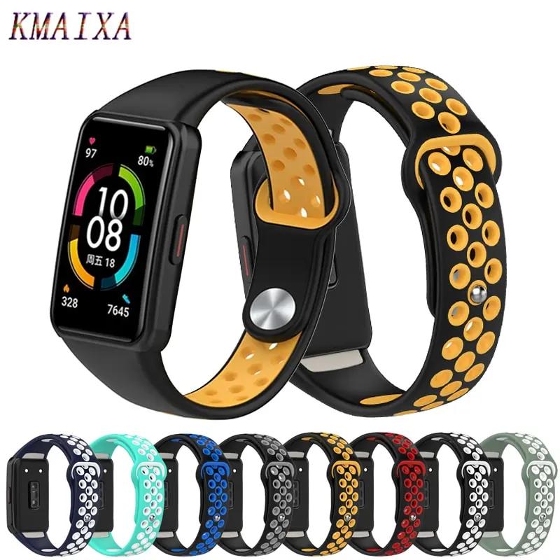 

Ремешок силиконовый для смарт-часов Huawei Band 6, сменный Воздухопроницаемый спортивный браслет для Honor Band 6