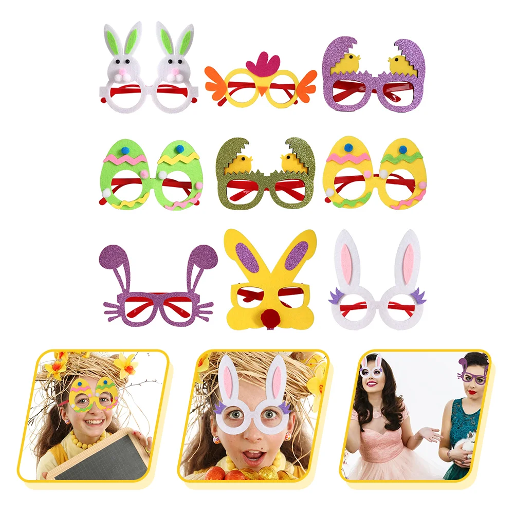 

9Pcs Glasses Easter Party Glasses Decorative Party Eyeglasses Photography Props for Decoration Party Festival