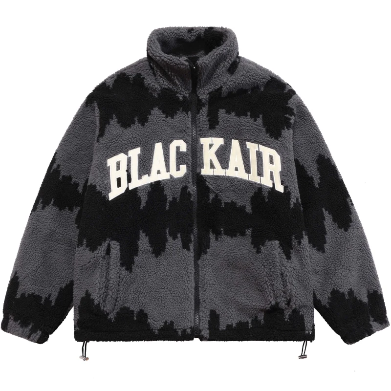 

Зимняя винтажная фланелевая куртка, женское Черное контрастное Стеганое пальто из овечьей шерсти в стиле Харадзюку с воротником-стойкой, унисекс