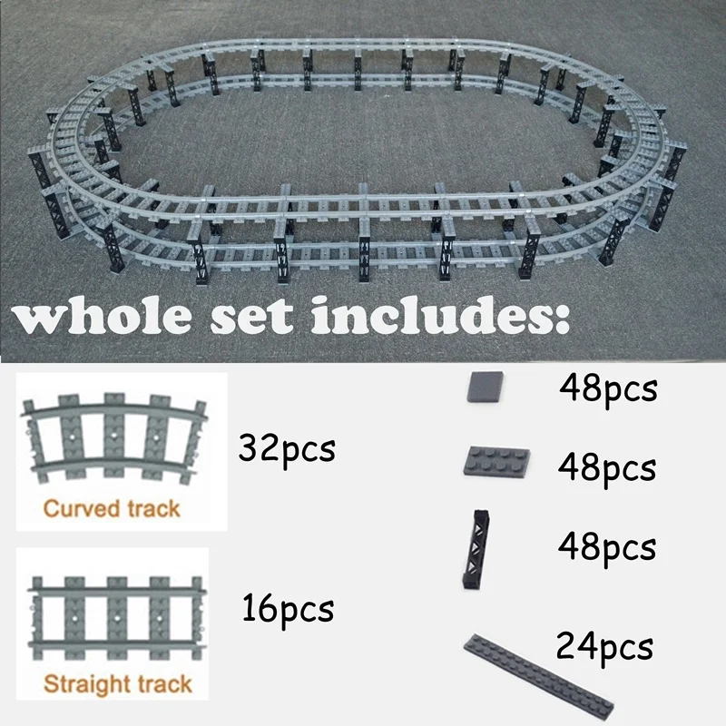 

City Train Flexible Tracks trein double layer Track Rail Straight Curved Rails Building Block Brick Model Compatible All Brands