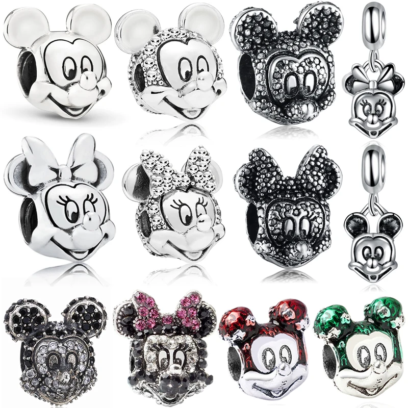 

Silver Color Mickey Mouse Charms Bracelet Women Fit Pandora Disney Minnie Beads For Jewelry Making Girls Bangles Accessories DIY