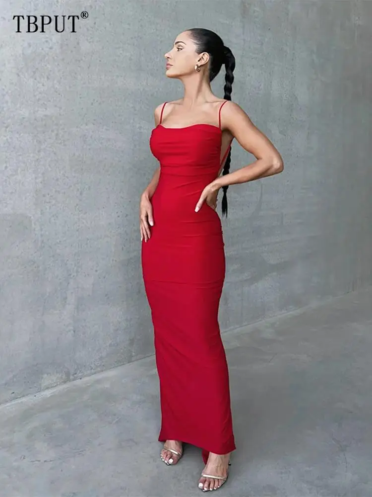 

Elegant Women's Spaghetti Dresses Fashion Solid Satin Sleeveless Off Back Vestidos Chic Loose Ladies Banquet Evening Dress