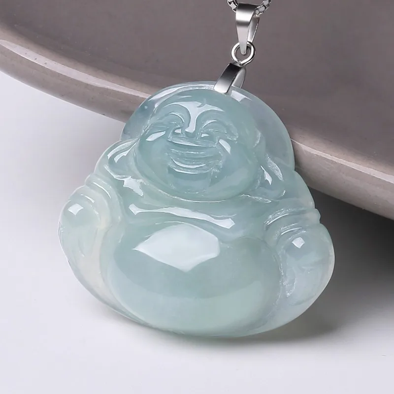 Натуральный полностью зеленый Подвеска Будды из нефрита и ледяного с