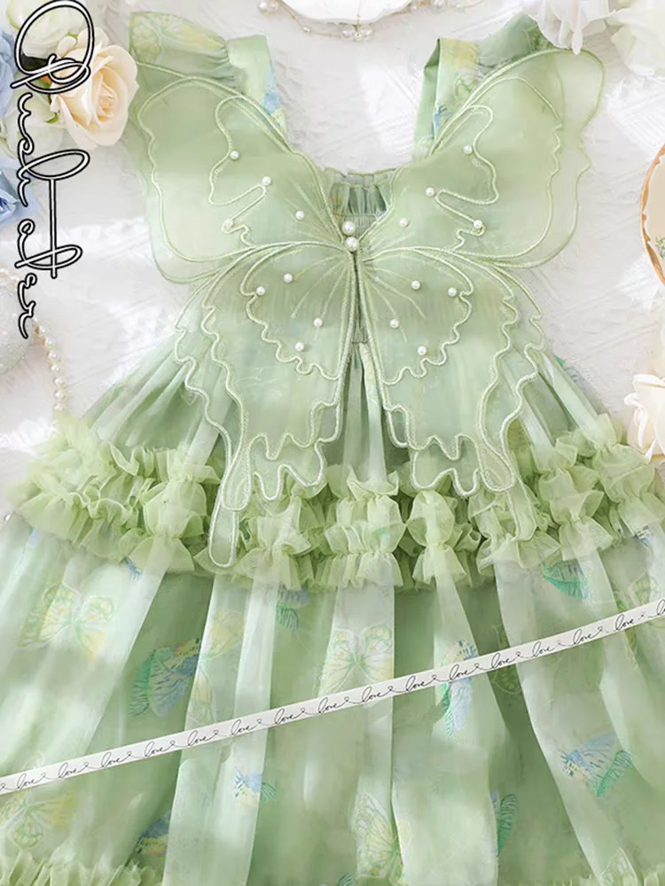 Детское платье с рукавом летучая мышь и завязкой сзади