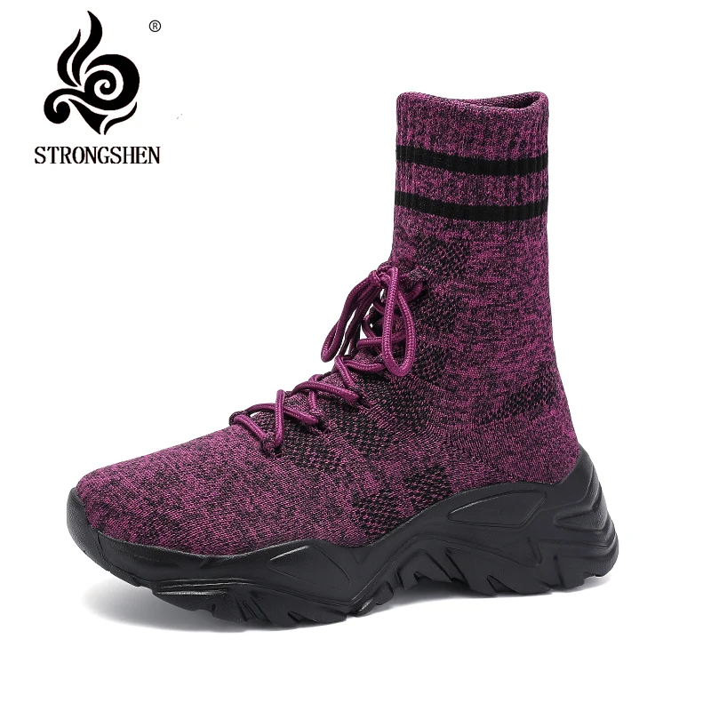 STRONGSHEN Women's Shoes Couple Flying Woven Socks Shoes Non-slip Wear-resistant Comfortable Light Bottom