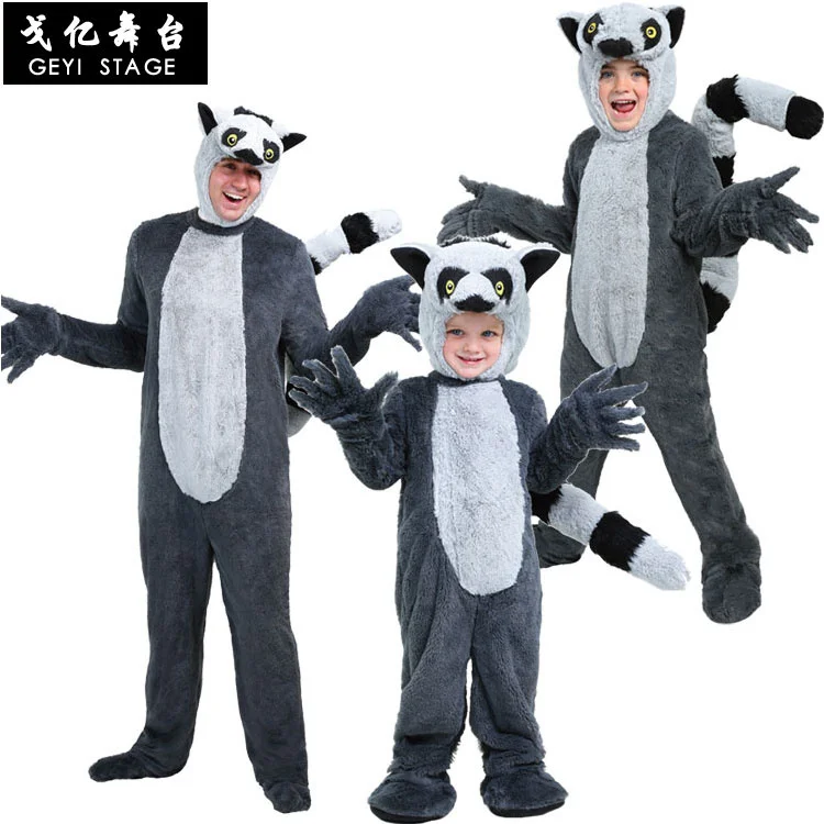 

New Cosplay Halloween Children's Party Costume Madagascar Island Lemur Animal Stage Performance Men Costume