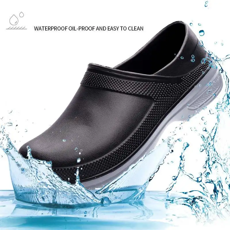 

2022 New Hotel Kitchen Clogs Non-slip Waterproof Oil-proof Work Shoes Breathable Resistant Kitchen Cook Chef Shoes Plus Size