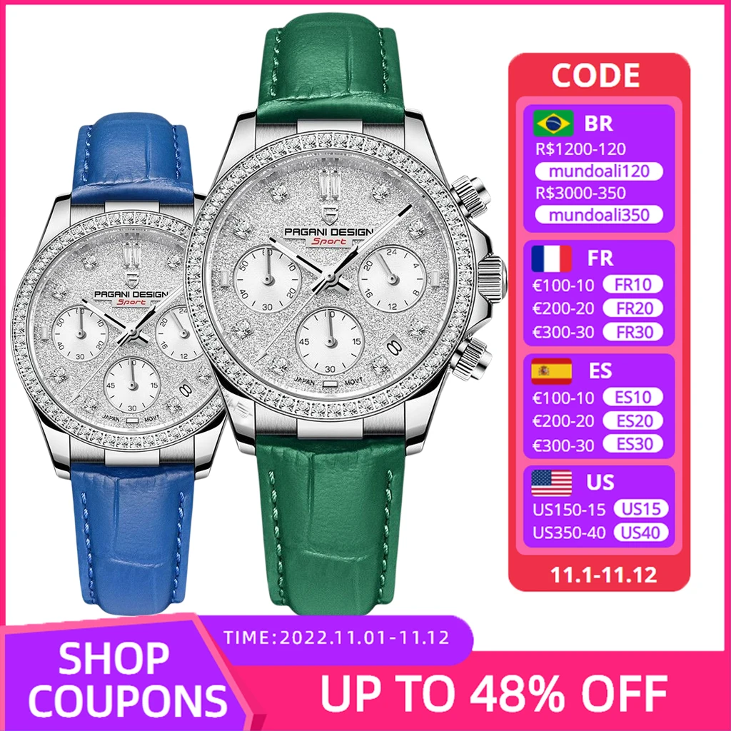 

PAGANI DESIGN New 36MM Fashion Multifunctional Ladies Quartz Watches Luxury Sapphire Glass watch for Men Women Couple watches