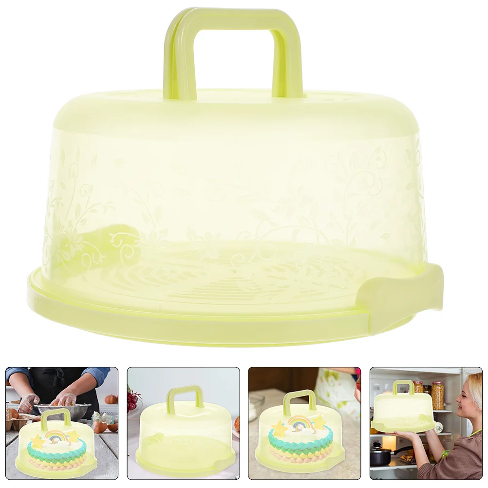 

2pcs Buckle Round Cake Carrier with Handle Portable Cake Box Handy Cupcake Holder Tray
