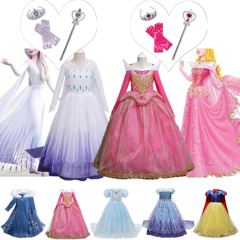 

Платья принцессы для девочек, костюм для косплея на Хэллоуин, детское праздничное бальное платье на день рождения для девочек 4, 8, 10 лет, ново...