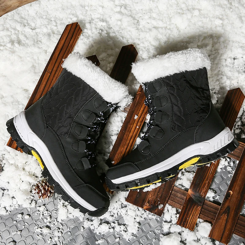 Winter Women Boots Keep Warm Mid-Calf Snow Boots Lace-up Comfortable Outdoor Shoes Non-slip Casual Short Boots