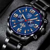 2022 fashion mens sports watches men stainless steel quartz wristwatch luxury mens business casual leather watch luminous clock