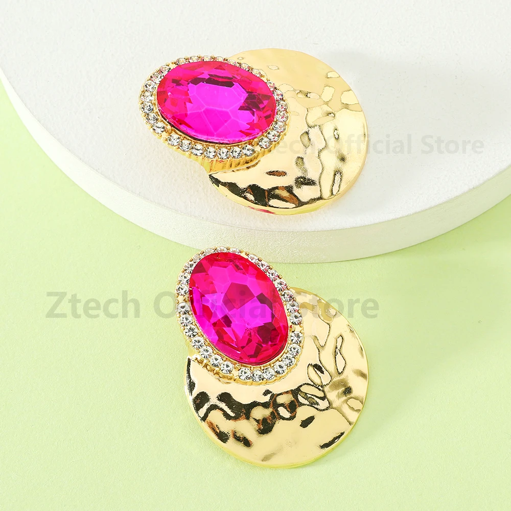 2024 модные блестящие овальные стеклянные серьги-гвоздики для женщин большие