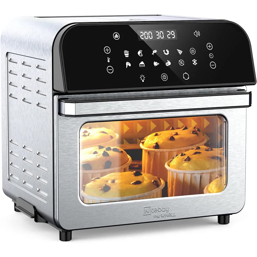 

Печь с воздушной фритюрницей, Whall 13.5QT 12 в 1 Воздушная фритюрница конвекционная печь гриль для жарки, обжарка, дегидрат, 12 подставок для пригот...