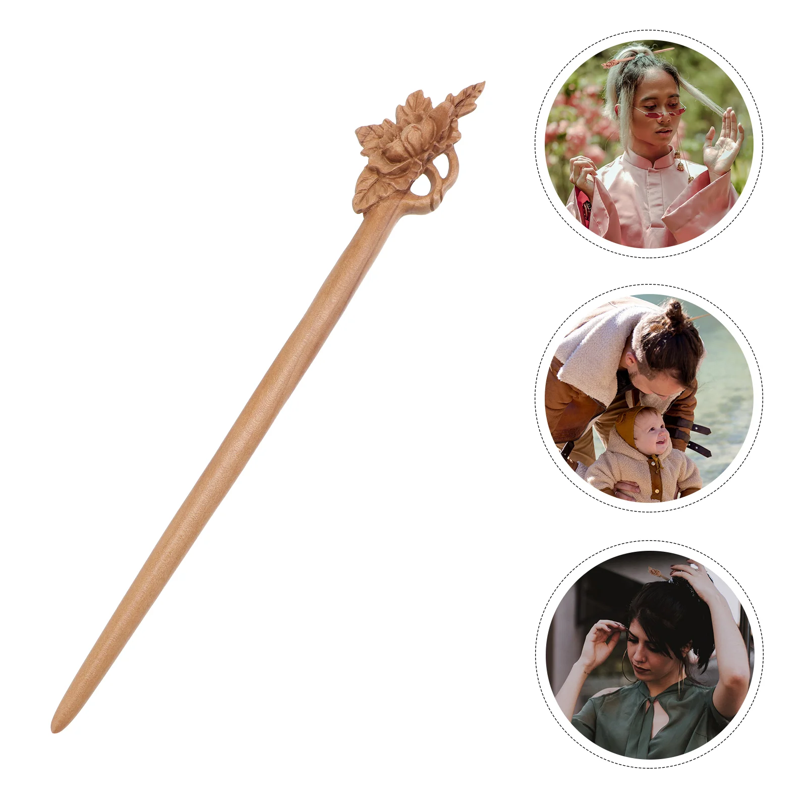 

Hair Chopsticks Sticksjapanese Accessorieswood Chinese Women Buns Retro Pin Decorative Hairpin Vintage Flower Wooden