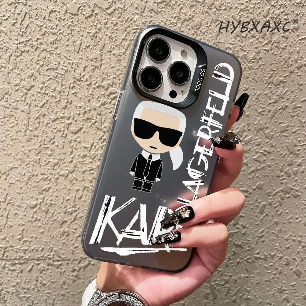 Фото Мультяшный крутой чехол для телефона с милым котом K-K-Karls-S для iPhone 17 16 15 14 13 12 11 Pro Max Air, матовый, лазерный, с эффектом северного сияния, разноцветный №1