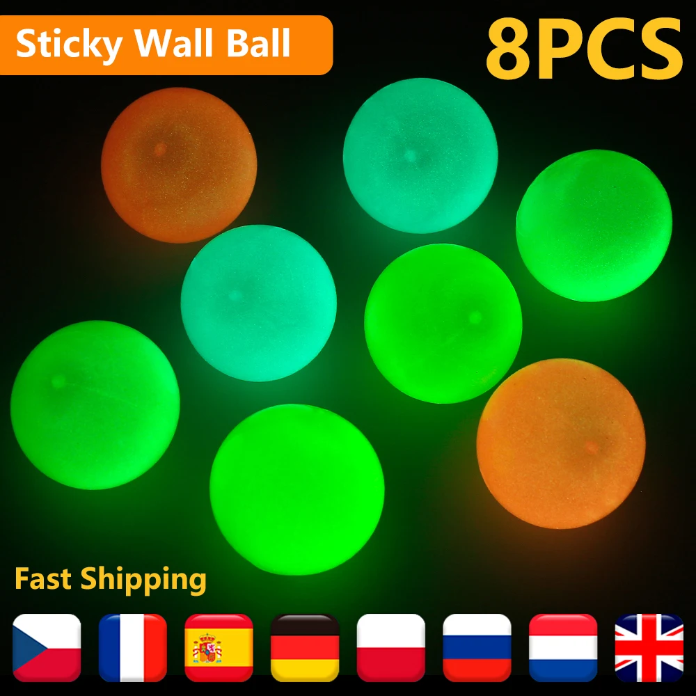 

Sticky Wall Ball Glow In The Dark Ceiling Balls Luminous Balls Sticky Stress Relief Balls Fun Toys for Children New Year's Gift