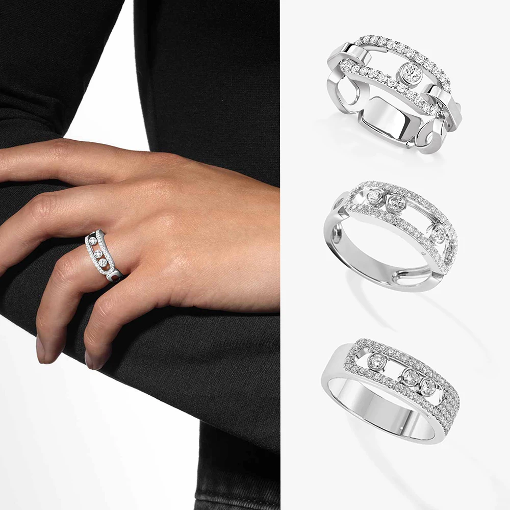 Кольцо из серебра S925 пробы модный бренд messica Классическая серия MOVE роскошное