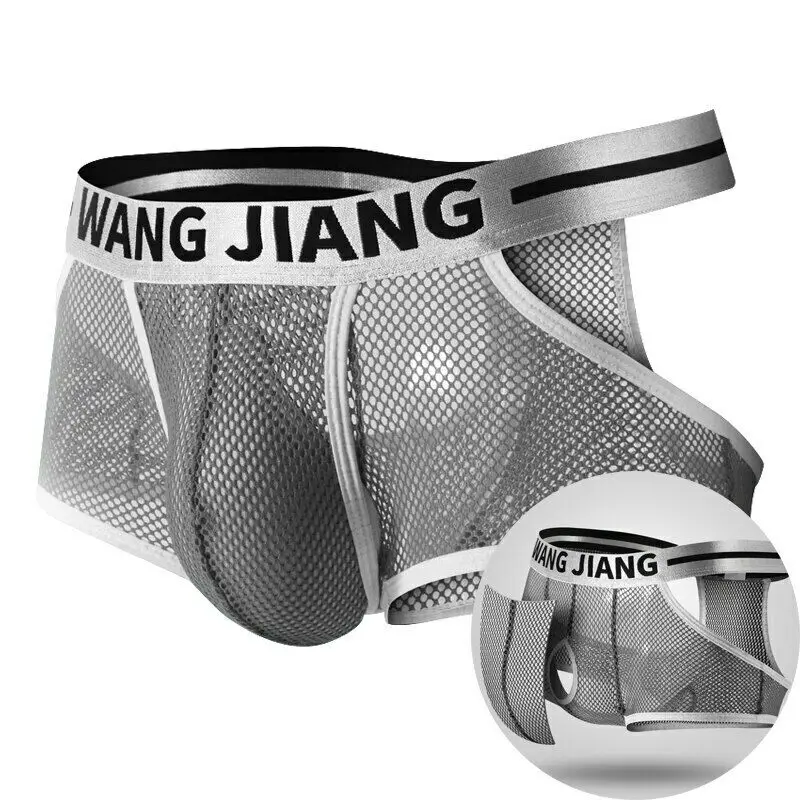 

Men's Mesh Underwear Boxer Briefs Transparent Gay Party Sexy Panties Jockstraps Calsoncillos Para Bikini Hombre Mens Panties