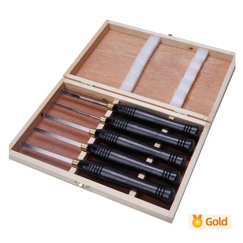 

5pc Lathe Chisel Set Woodworking Turning Tool set High Speed Steel Semicircle Knife Hand-held Wooden Turning Tool