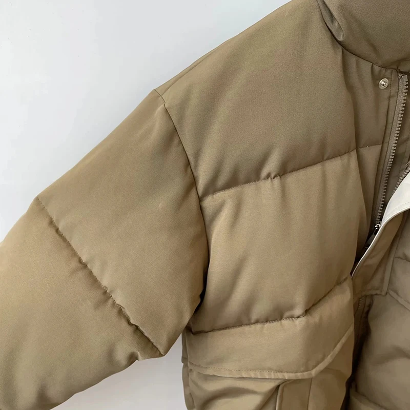 2022 Women Solid Puffer Parka Winter Ladies Thick Loose Pocket Outerwear Female Fashion Patchwork Oversize Cotton Jacket