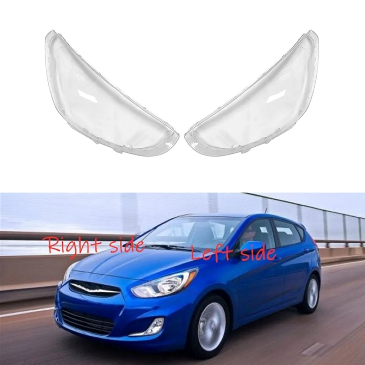 

2X for Hyundai Accent 2011 2012 2013 2014 Right Headlight Shell Lamp Shade Transparent Lens Cover Headlight Cover