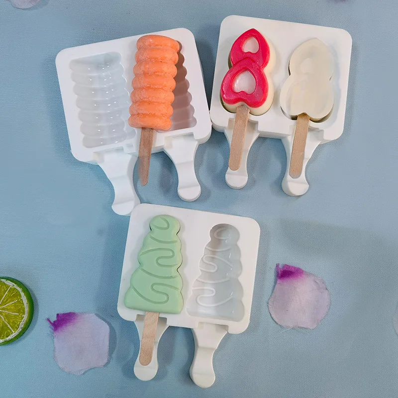 DIYHomemade Popsicle Moulds Freezer 4 Cell Small Size Ice Cube Tray Barrel Makers BakingTools Silicone Cream Mold |
