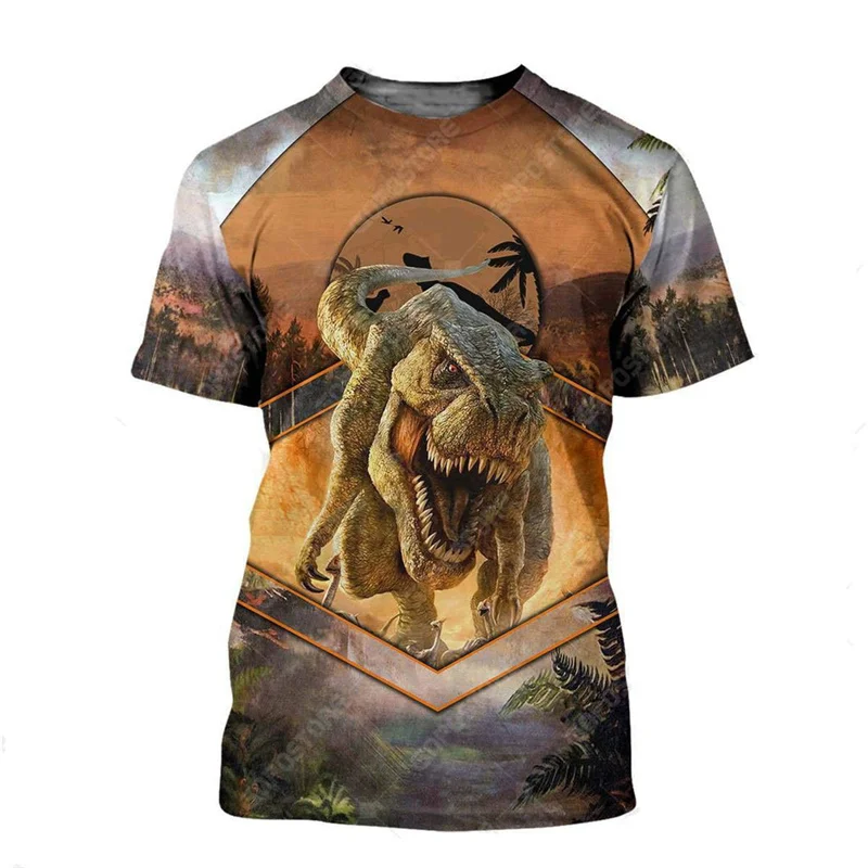 

Summer Men's T-shirt Dinosaur Pattern Series T-shirt 2023 Loose Breathable Comfortable Top 6XL Fashion Round Neck Large T-shirts