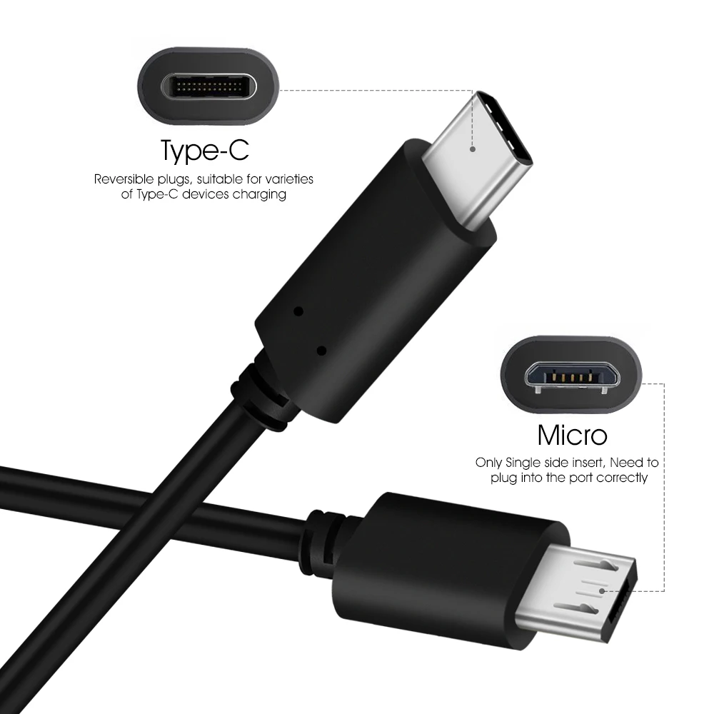 Кабель для зарядки и синхронизации с USB 2 0 Type-C на Micro B 5 контактов 1 м |