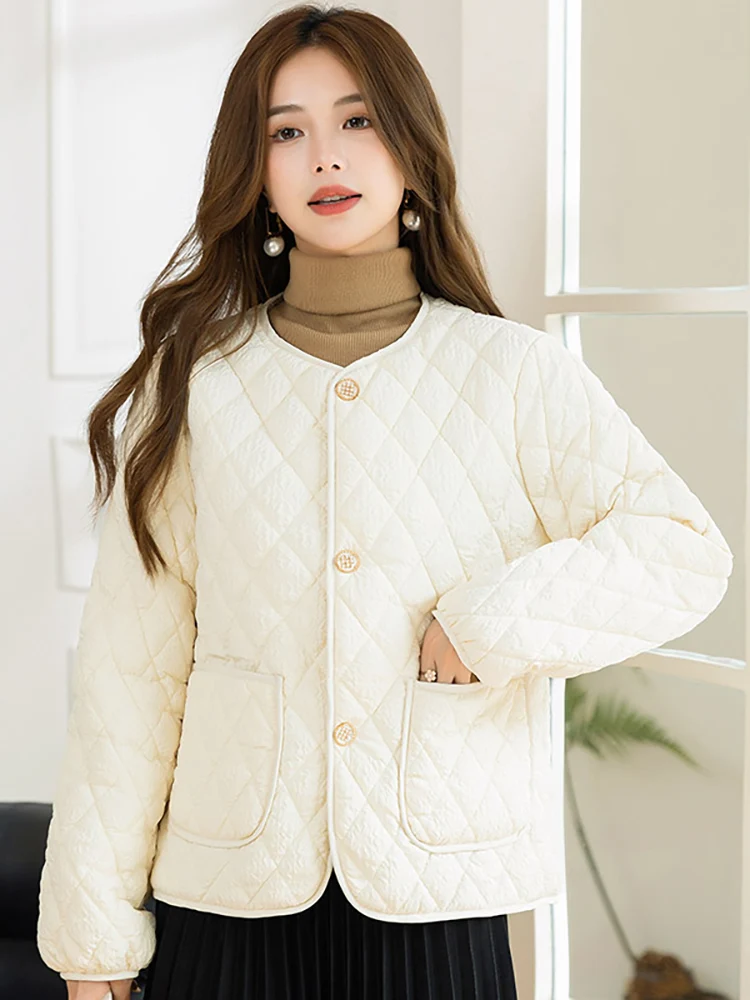 Vielleicht 2023 New Short Cotton Padded Snow Wear Parkas Women Winter Stand Collar Thicken Quilted Puffer Jacket Coat Outwear