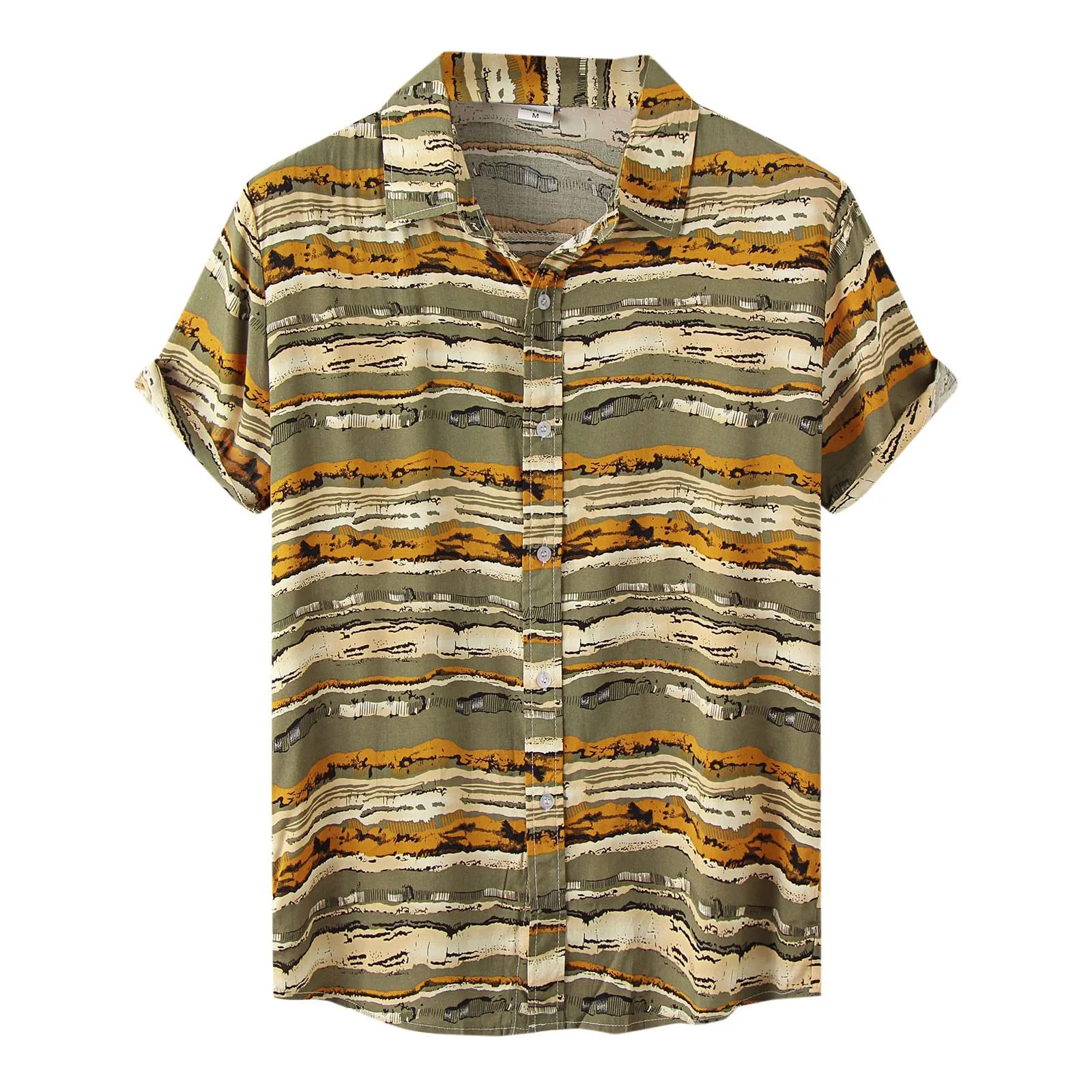 

Men's Elegant Shirts Casual Print Lapel Button Tops Hawaiian Short Sleeve Beach Shirt Camisa Masculina Camisas De Hombre