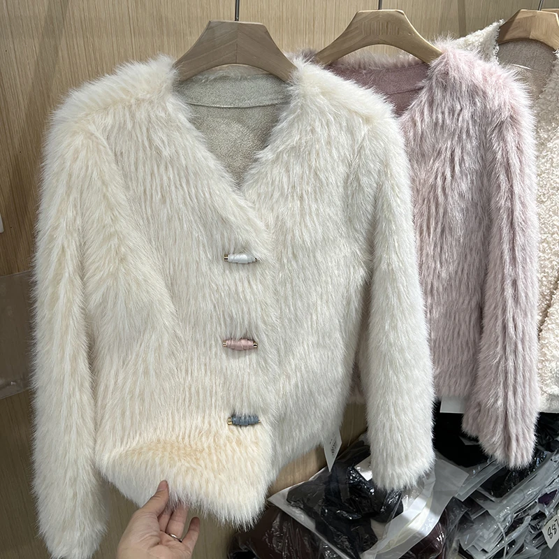 Женская верхняя одежда из изящного меха зима 2024 новый теплый меховой