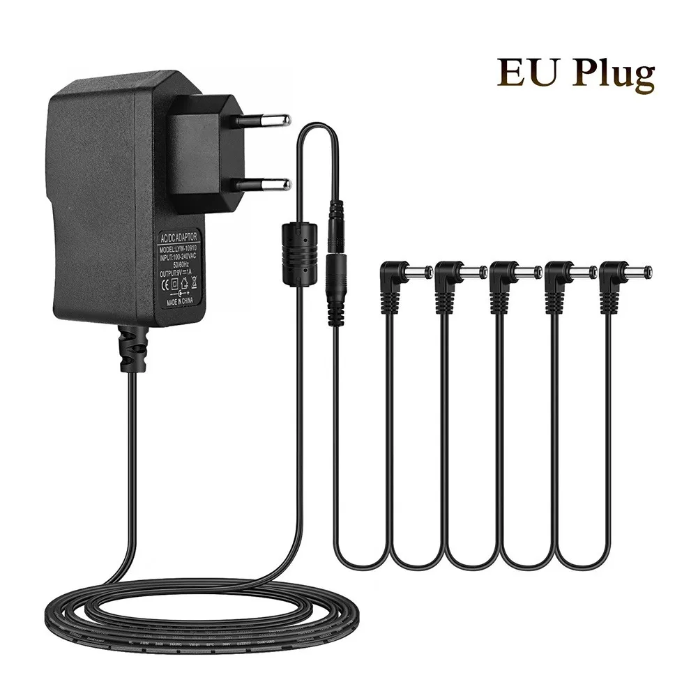 6.6 Ft (2m) 9V Guitar Effect Pedal Power Supply Adapter Plug With 5 Ways Daisy Chain Cable Electric Guitar Accessories Adapter enlarge